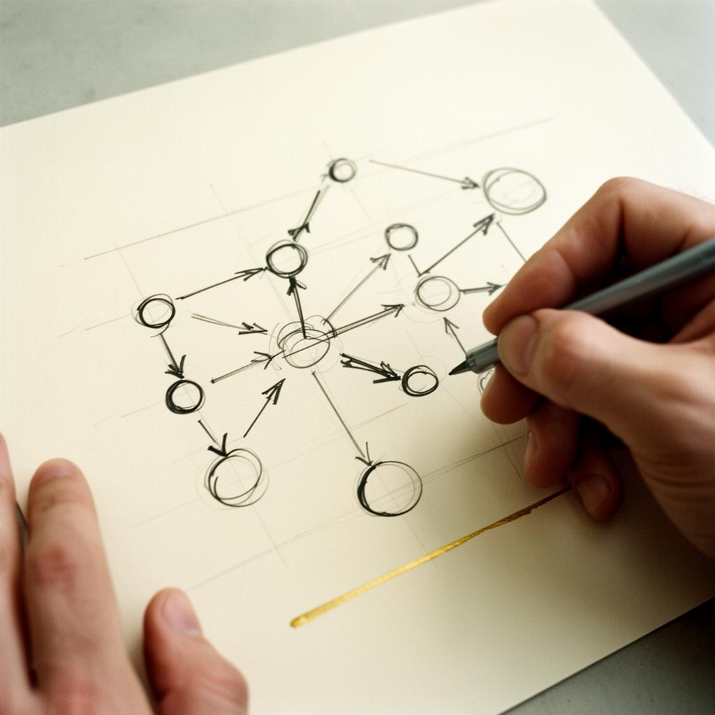 Diagrama trazado a mano de un sistema operativo